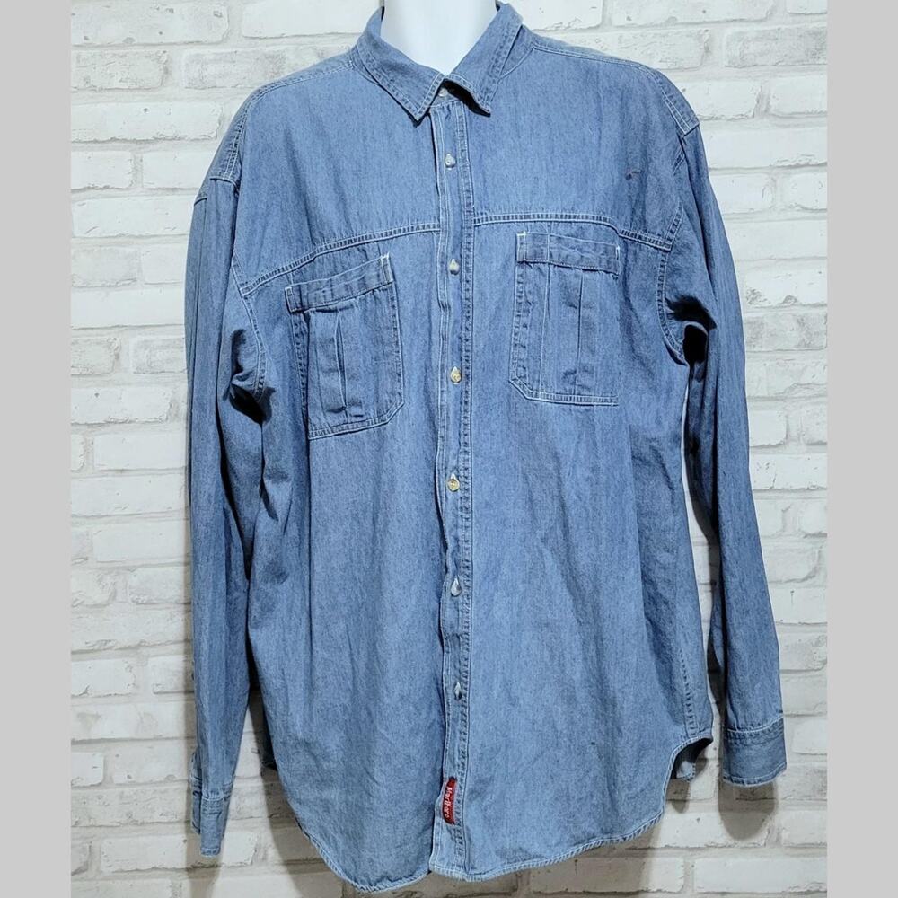 Vtg Marlboro Country Store Denim Button Down Shirt Mens XL